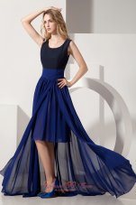 Discount Navy Blue Empire Scoop High-low Chiffon Prom Dress