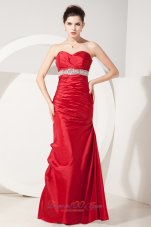 Discount Beautiful Wine Red Mermaid Sweetheart Prom Dress Satin Beading and Ruch Floor-length