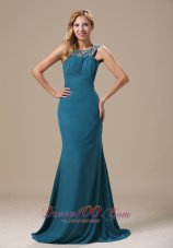 Fashion Teal Scoop Mother Of The Brides Dress With Beaded Decorate Shoulder In Atlanta Chiffon