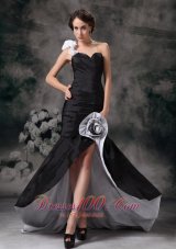 Fashion Custom Made Black Mermaid Prom / Homecoming Dress Brush Train Taffeta Ruch One Shoulder