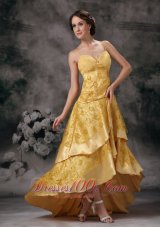 Fashion Gold Empire Sweetheart Asymmetrical Taffeta Prom / Evening Dress