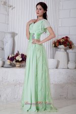 Fashion Apple Green Empire V-neck Beading Prom / Evening Dress Brush Train Chiffon