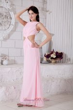 Fashion Baby Pink Prom / Evening Dress Empire Bateau Ankle-length Chiffon