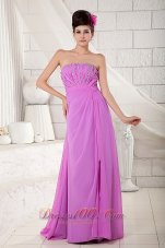Fashion Elegant Lavender Empire Prom Dress Strapless Chiffon Beading Floor-length