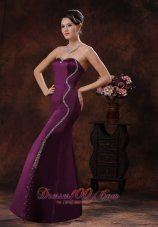 Formal Customize Mermaid Dark Purple Mother Of The Bride Dress With Beaded Decorate On Taffeta In Peoria Arizona