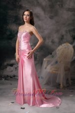 Formal 2013 Rose Pink Empire Prom / Evening Dress Sweetheart Brush Train
