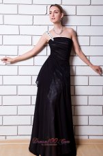Formal Black Empire One Shoulder Floor-length Chiffon Beading Evening Dress