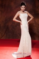 Formal Elegant White Mermaid Spaghetti Straps Celebrity Dress Brush Train Chiffon Embroidery
