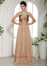 Celebrity Champagne Chiffon Sweetheart Ruched Decorate Bust and Ruch 2013 Evening Celebrity Dress With Red