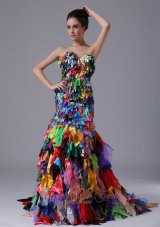 Celebrity All kinds of fabrics Multi-color Sweetheart Mermaid Lace-up Prom Dress For 2013