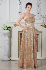 Celebrity Champagne Empire Strapless Floor-length Sequin Prom Dress