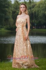 Celebrity Gold Empire Strapless Floor-length Prom / Evening Dress