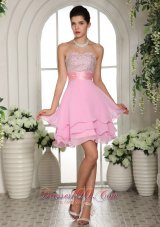 Sweetheart A-line Beaded For 2013 Baby Pink Cocktail / Homecoming Dress