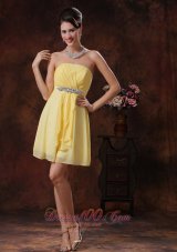 Mesa Arizona Customize Yellow Bridesmid Dress With Beaded and Ruch Decorate  Cocktail Dress