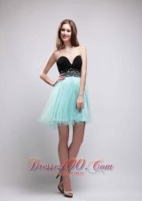 Black and Apple Green A-Line Sweetheart Mini-length Organza and Chiffon Beading Prom / Homecoming Dress  Cocktail Dress