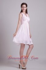 Baby Pink Empire V-neck Short Chiffon Ruch Prom / Cocktail Dress  Cocktail Dress