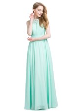 Extravagant Floor Length Column/Sheath Sleeveless Turquoise Homecoming Dress Zipper