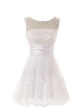 Sexy Scoop Sleeveless Beading and Lace Zipper Party Dress