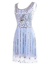 Scoop Sequins Mini Length Column/Sheath Sleeveless Lavender Prom Dress Side Zipper