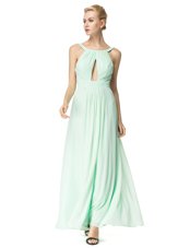 Turquoise Scoop Backless Ruching Sleeveless