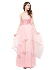 Organza Sleeveless Floor Length Prom Dress and Lace