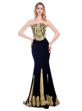 Best Selling With Train Mermaid Sleeveless Black Pageant Gowns Sweep Train Zipper