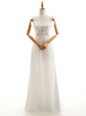 Sleeveless Backless Floor Length Beading Bridal Gown