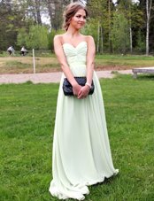 Backless Green Sleeveless Ruching Floor Length Prom Party Dress