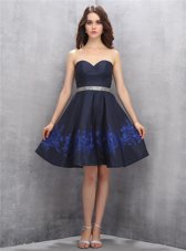 Colorful Navy Blue Sweetheart Zipper Beading and Appliques Party Dress Sleeveless
