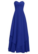 On Sale A-line Prom Gown Royal Blue Sweetheart Chiffon Sleeveless Floor Length Zipper