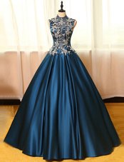 Delicate Sleeveless Backless Floor Length Appliques Prom Dress