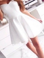 White Sleeveless Ruching Mini Length Club Wear
