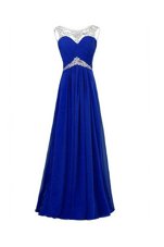 Wonderful Floor Length Zipper Prom Party Dress Royal Blue and In for Prom and Party with Beading