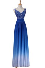 Chiffon Sleeveless Floor Length Prom Gown and Lace