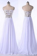 Charming Organza Sleeveless Brush Train and Appliques and Belt