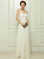Best Selling White Sleeveless Chiffon Zipper Homecoming Dress for Prom and Party
