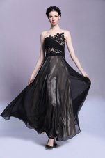Black Prom Evening Gown Prom and Party and For with Appliques Scoop Sleeveless Side Zipper