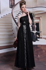 Beauteous One Shoulder Sleeveless Lace Evening Dress Lace and Sequins Side Zipper
