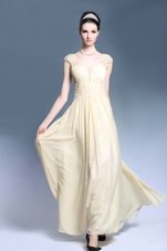 Chiffon Sleeveless Ankle Length Prom Dresses and Lace