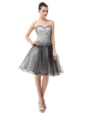 Black Lace Up Sweetheart Beading and Ruffled Layers and Ruching Party Dress for Toddlers Organza Sleeveless