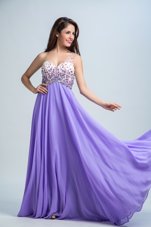 One Shoulder Beading Homecoming Dress Lavender Backless Sleeveless With Brush Train