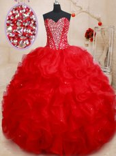 Custom Design Floor Length Ball Gowns Sleeveless Pink 15th Birthday Dress Lace Up