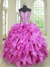 Chic With Train Lace Up Sweet 16 Quinceanera Dress White and In for Military Ball and Sweet 16 and Quinceanera with Beading and Ruffles Brush Train