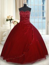 Wonderful Sleeveless Beading and Appliques Lace Up Ball Gown Prom Dress