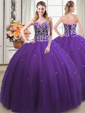New Arrival Floor Length Ball Gowns Sleeveless Purple Quinceanera Gown Lace Up