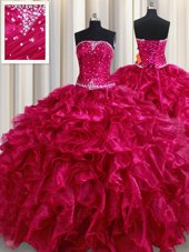 Four Piece Floor Length Lace Up Quinceanera Dresses Multi-color and In for Military Ball and Sweet 16 and Quinceanera with Beading and Ruffles