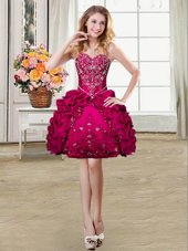 Pick Ups Mini Length Ball Gowns Sleeveless Fuchsia Party Dress for Toddlers Lace Up