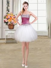 White Cocktail Dresses Prom and Party and For with Beading Sweetheart Sleeveless Lace Up