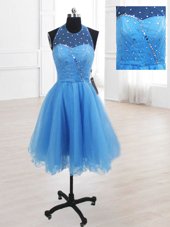 Best High-neck Sleeveless Organza Cocktail Dresses Sequins Lace Up