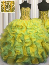 Custom Fit Scoop See Through Floor Length Ball Gowns Sleeveless Apple Green Quinceanera Dresses Lace Up